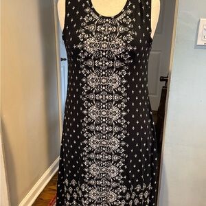 Style & Co. Black Midi  Dress with White Patterned Front